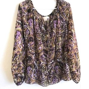 Michael Kors Semi Sheer Floral Blouse XS
